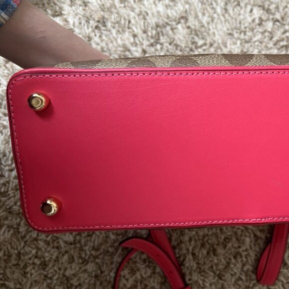Coach Signature Katy Satchel in Khaki Electric Pink - Picture 10 of 10